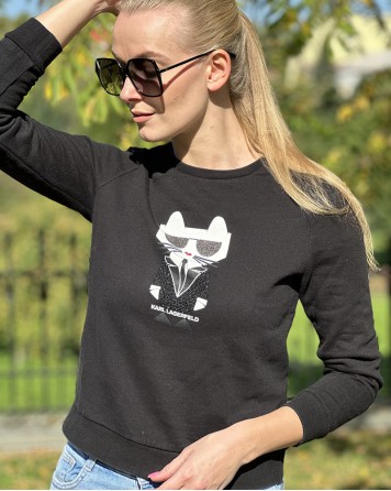Mikina dámská Karl Lagerfeld černá s kočkou Choupette